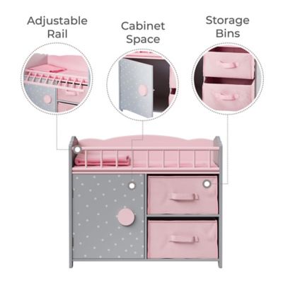 Image showing 6 th Olivia's Little World Polka Dots Princess Baby Doll Crib with Cabinet and Cubby