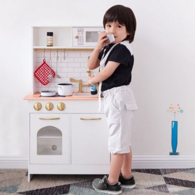 Image showing  Little Chef Boston Modern Play Kitchen, White/Wood Grain