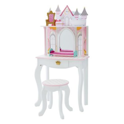 Teamson Kids Dreamland Castle Play Vanity Set, Pink/White