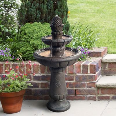 Image showing  39 in. 2-Tier Outdoor Deluxe Pineapple Waterfall Fountain