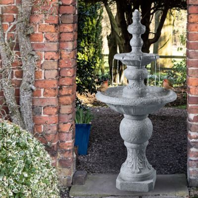 Image showing  52.56 in. 2-Tier Outdoor Icy Stone Waterfall Fountain