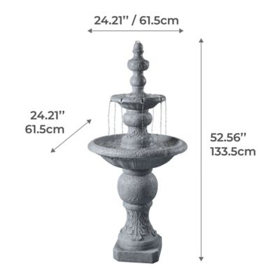 Image showing  52.56 in. 2-Tier Outdoor Icy Stone Waterfall Fountain