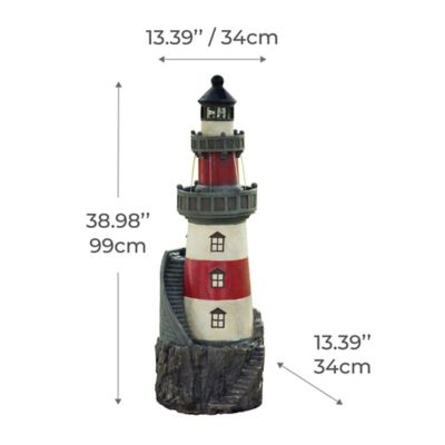Image showing  38.98 in. Outdoor Rotating Solar-Powered Lighthouse Water Fountain
