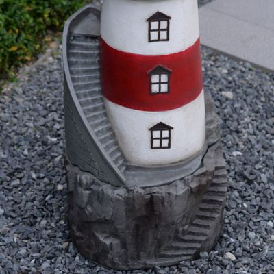 Image showing  38.98 in. Outdoor Rotating Solar-Powered Lighthouse Water Fountain