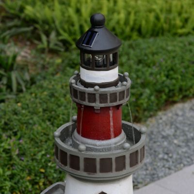 Image showing 5 th Peaktop 38.98 in. Outdoor Rotating Solar-Powered Lighthouse Water Fountain