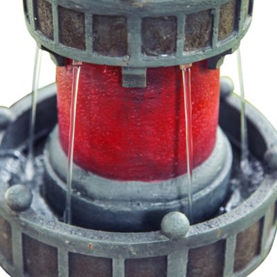 Image showing 6 th Peaktop 38.98 in. Outdoor Rotating Solar-Powered Lighthouse Water Fountain