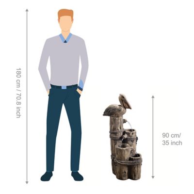 Image showing  35.43 in. 4-Tier Outdoor Trunk Water Fountain