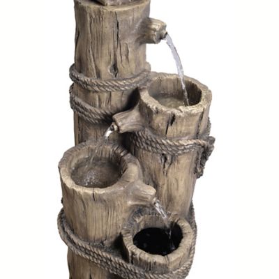 Image showing  35.43 in. 4-Tier Outdoor Trunk Water Fountain