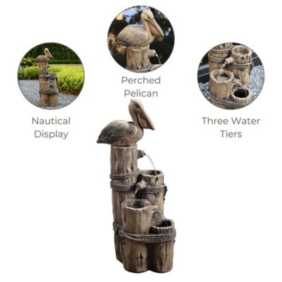 Image showing 5 th Peaktop 35.43 in. 4-Tier Outdoor Trunk Water Fountain
