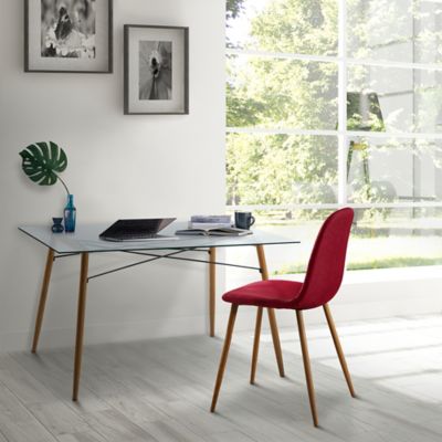 Image showing  Minimalista Rectangular Glass and Wood Dining Table