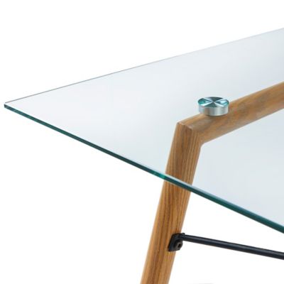 Image showing  Minimalista Rectangular Glass and Wood Dining Table