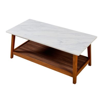 Image showing 6 th Versanora Kingston Rectangular Coffee Table with Faux Marble Top