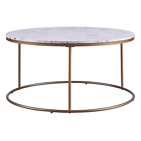Versanora Marmo Round Coffee Table with Faux Marble, Stain and Scratch Resistant