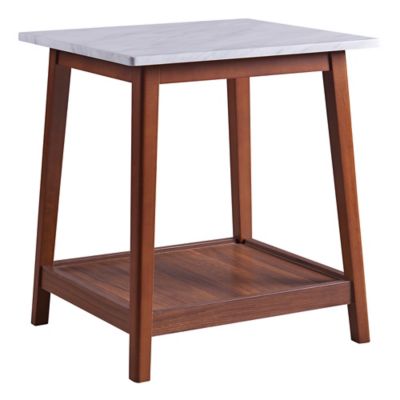 Versanora Kingston Side Table with Faux Marble Top, 20 in. x 22 in.