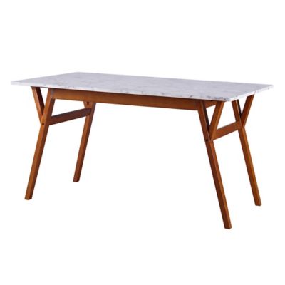 Versanora Ashton Rectangular Dining Table with Faux Marble Top, 55 in. x 29.5 in., Brown