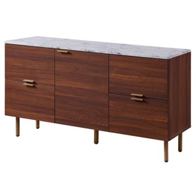 Versanora 5-Door Ashton Sideboard with Faux Marble Top, 48 in. x 14 in. x 28 in.