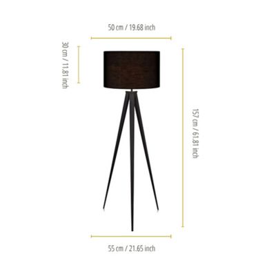Image showing  60.23 in. Romanza Tripod Floor Lamp, Black/Black