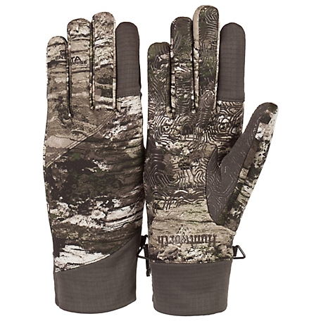 Huntworth Men's Decatur Tarnen Camo Lightweight Hybrid Windproof/DWR Hunting Gloves, 1 Pair, Medium