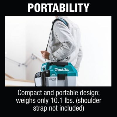 Image showing 13 th Makita 2 gal. 18V Lithium Ion Brushless Cordless HEPA Portable Wet/Dry Vacuum Tool Only, 57 CFM, 27 in. Water Lift of Suction