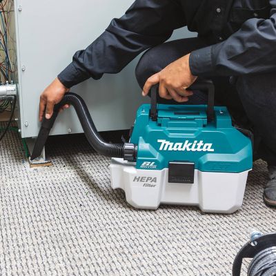 Image showing 14 th Makita 2 gal. 18V Lithium Ion Brushless Cordless HEPA Portable Wet/Dry Vacuum Tool Only, 57 CFM, 27 in. Water Lift of Suction