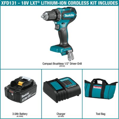 Image showing 13 th Makita 18V 1/2 in. Cordless Brushless Driver Drill Kit