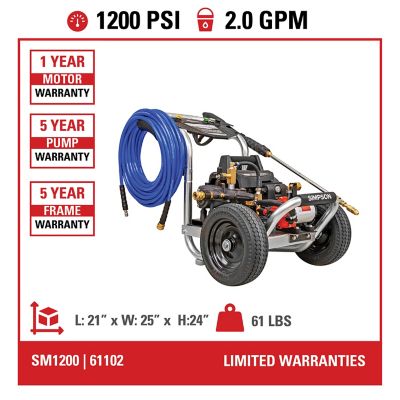 Image showing  1,200 PSI 2 GPM Electric Cold Water Sanitizing Mister and Pressure Washing System, 75 ft. High Pressure Chemical Hose