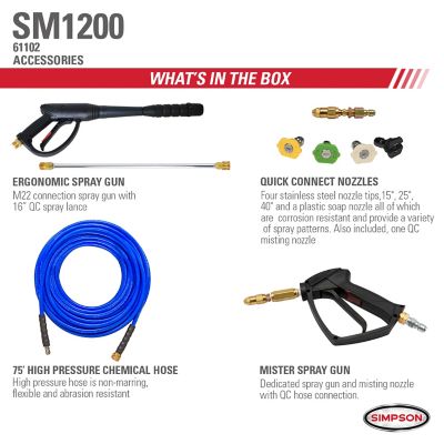 Image showing 6 th SIMPSON 1,200 PSI 2 GPM Electric Cold Water Sanitizing Mister and Pressure Washing System, 75 ft. High Pressure Chemical Hose