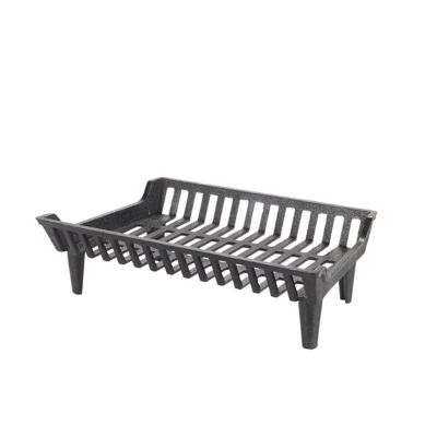 Liberty Foundry 24 in. Heavy-Duty Cast-Iron Fireplace Grate with 4 in Leg Clearance, 24 in. x 21 in. x 15 in, Painted Black