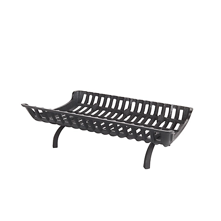 Liberty Foundry 28 in. Heavy-Duty Cast-Iron Curved Basket-Style Fireplace Grate with 2.5 in. Leg Clearance
