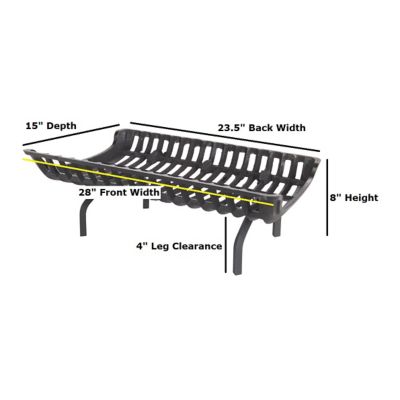 Image showing  Heavy-Duty Cast Iron Curved Basket-Style Fireplace Grate with 4 in. Leg Clearance, 28 in.