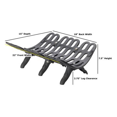 Image showing  Self-Feeding Cast Iron Fireplace Grate with 2-3/4 in. Leg Clearance, 22 in. x 18 in. x 15 in.