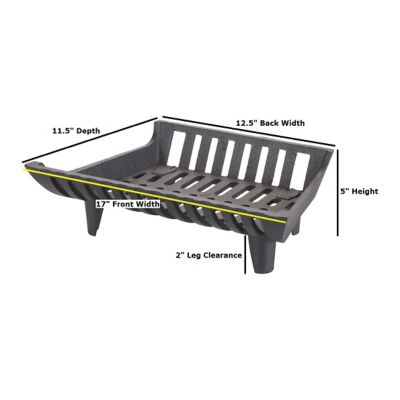 Image showing  Heavy-Duty Cast Iron Flat Bottom Basket-Style Fireplace Grate with 2 in. Leg Clearance, 17 in.