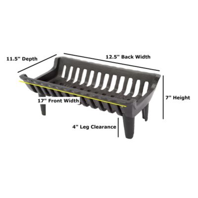 Image showing  Heavy-Duty Cast Iron Flat Bottom Basket-Style Fireplace Grate with 4 in. Leg Clearance, 17 in.