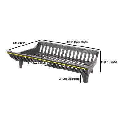 Image showing  Heavy-Duty Cast Iron Flat Bottom Basket-Style Fireplace Grate with 2 in. Leg Clearance, 22 in.