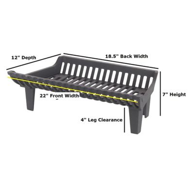 Image showing  Heavy-Duty Cast Iron Flat Bottom Basket-Style Fireplace Grate with 4 in. Leg Clearance, 22 in.