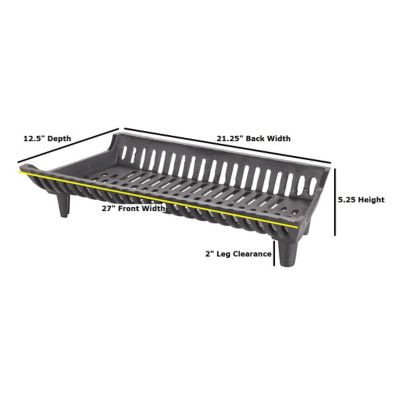 Image showing  Heavy-Duty Cast Iron Flat Bottom Basket-Style Fireplace Grate with 2 in. Leg Clearance, 27 in.