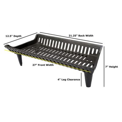Image showing  Heavy-Duty Cast Iron Flat Bottom Basket-Style Fireplace Grate with 4 in. Leg Clearance, 27 in.