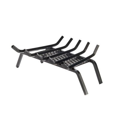 Liberty Foundry 24 in. Heavy-Duty Steel Fireplace Grate with Ember Retainer, 24 in. x 21 in. x 15 in.