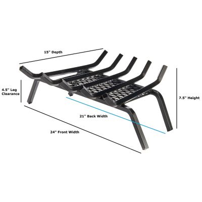 Image showing  Heavy-Duty Steel Fireplace Grate with Ember Retainer, 24 in. x 21 in. x 15 in.