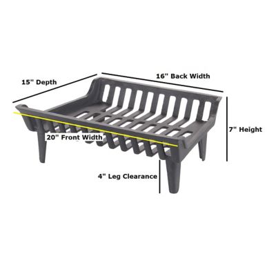 Image showing  Heavy-Duty Cast Iron Fireplace Grate with 4 in. Clearance, 20 in. x 16 in. x 15 in.