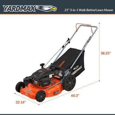 Image showing  21 in. 170cc Gas-Powered 3-in-1 High-Wheel Push Lawn Mower