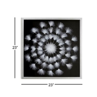Image showing  White Leaf Mandala Natural Framed Wall Decor Shadow Box, 23.5 in. x 23.5 in.