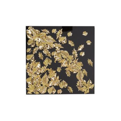 Image showing  Large Square Modern Black and Metallic Gold Leaf Shadow Box Wall Decor, 23.5 in. x 23.5 in.