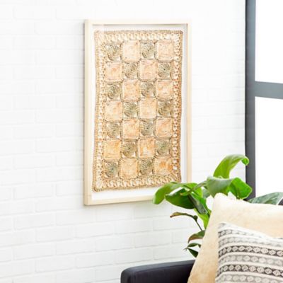 Harper & Willow Large Rectangular Shadow Box with Checkerboard Rope Abstract Wall Art, 22 in. x 34 in.