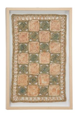 Image showing  Large Rectangular Shadow Box with Checkerboard Rope Abstract Wall Art, 22 in. x 34 in.