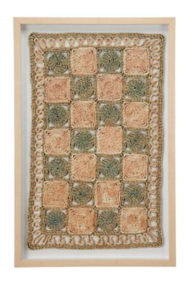 Image showing  Large Rectangular Shadow Box with Checkerboard Rope Abstract Wall Art, 22 in. x 34 in.