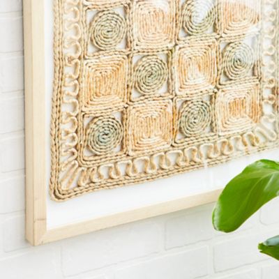 Image showing  Large Rectangular Shadow Box with Checkerboard Rope Abstract Wall Art, 22 in. x 34 in.