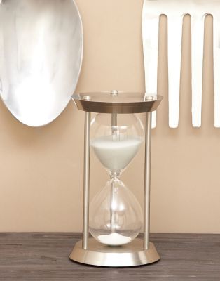 Harper & Willow 7 in. x 12 in. Silver Metal Hourglass Timer Table Decor