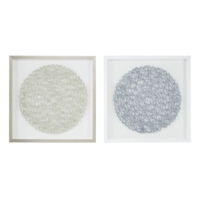 Image showing  Square String Art Shadow Box Wall Decor Set, 20 in., Silver/Gray, 2 pc.