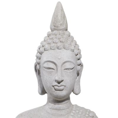 Image showing  19 in. x 28 in. Light Gray Resin Sitting Buddha Decorative Garden Statue, 36743
